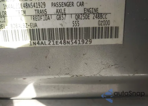 2008 Nissan Altima 2.5 S z USA, uszkodzony, nr VIN 1N4AL21E48N541929